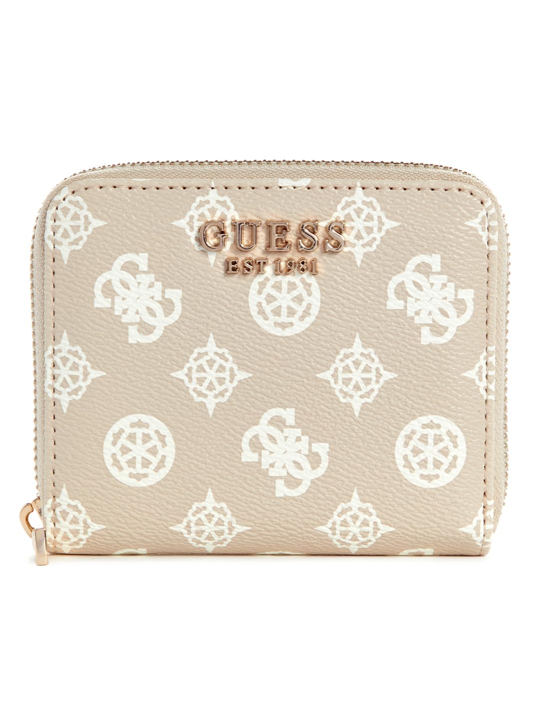 GUESS Laurel SLG Small Zip Around Wallet Mocha Logo