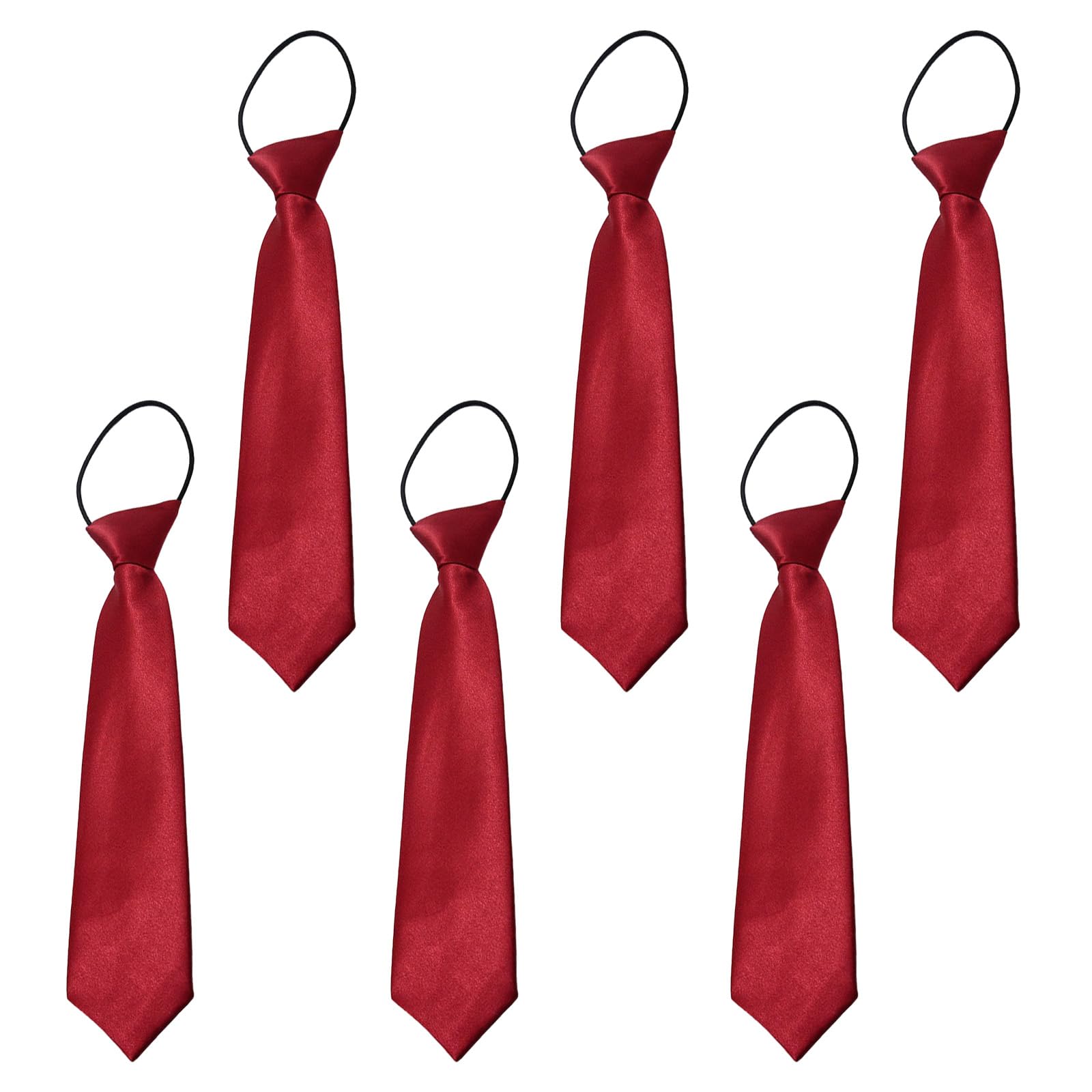 UILYNIU 6 Pack Pre-Tied Kids Necktie Elastic Boys Neck Tie, Toddler Tie, Solid Color Ties, Adjustable Ties Neckties for Kids Boys Girls Wedding, Graduation, Prom, Celebration (Wine)