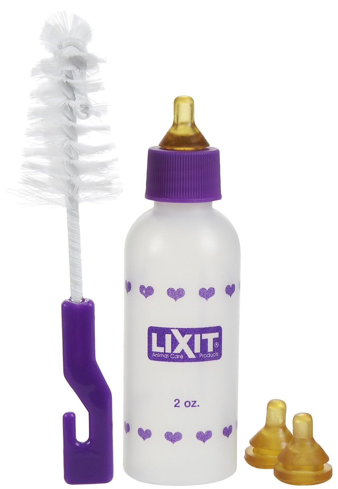 Lixit® Nursing Bottle Kits for Hand Feeding Puppies, Kittens, Guinea Pigs, Ferrets, Rabbits, Raccoons, Squirrels and Other Pets - Made in USA (2 Ounce, 2 Pack)