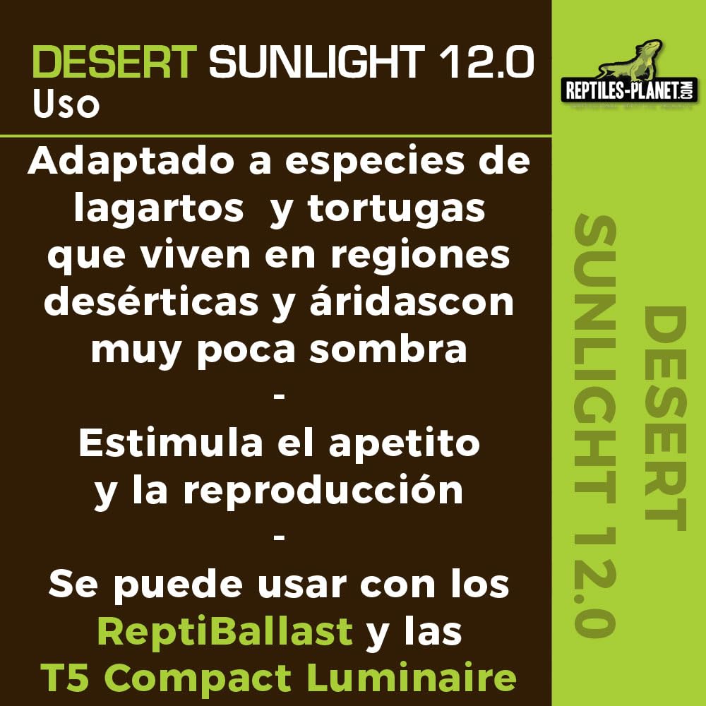 Reptiles Planet T5 Tubo UVB 12.0 Desierto Sunlight Francesa para Reptile/Amphibien 8 W L 29 cm diámetro 16 mm