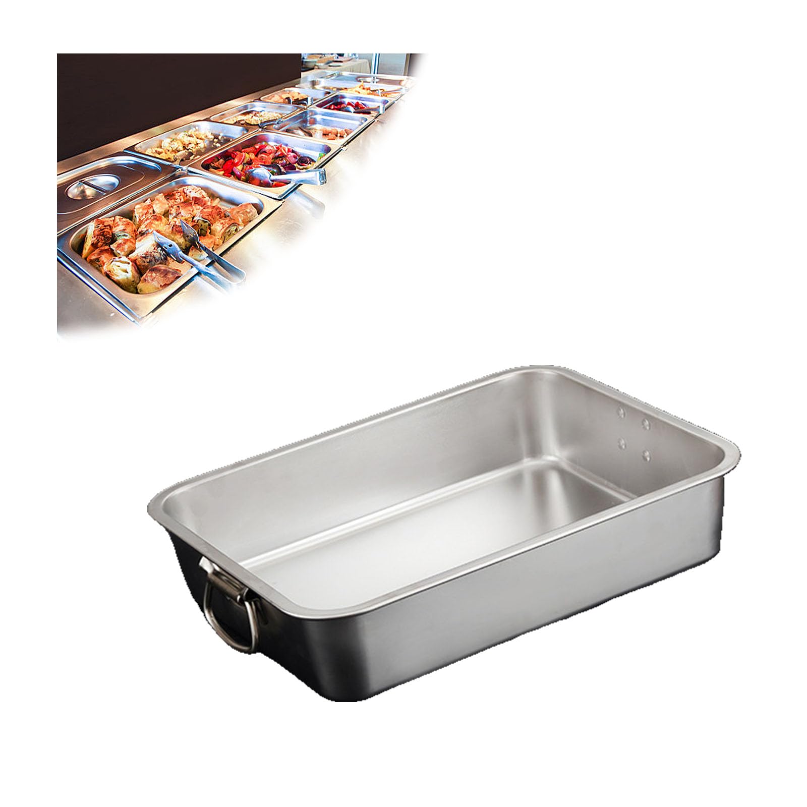 Commerciale Bacinella Gastronorm Acciaio Inox,Contenitore Gastronorm Lavabile in Lavastoviglie,Rettangolo Buffet Vaschetta,50 * 35cm,7cm