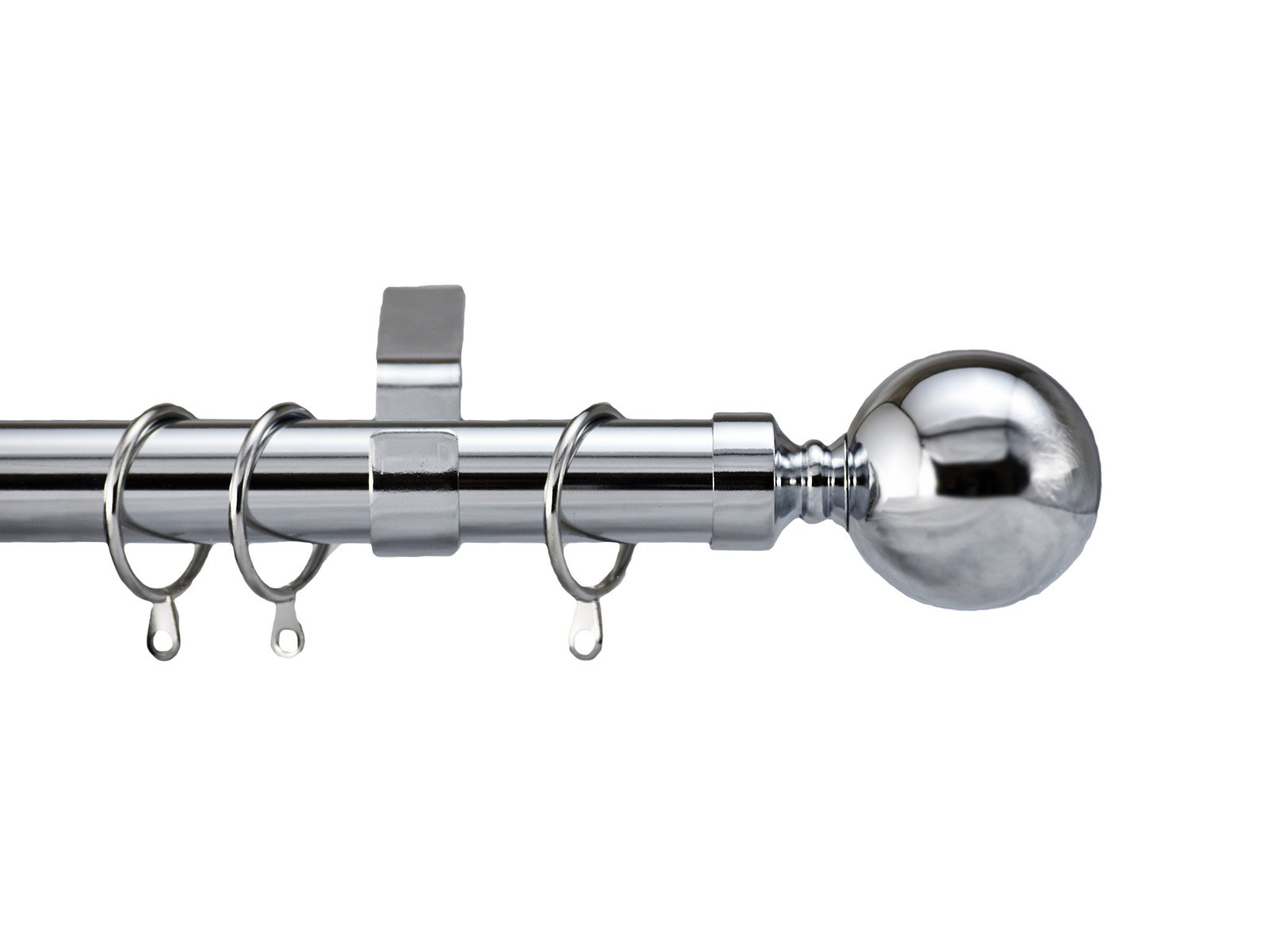 Your Home Online Quality Heavy Duty 28mm Metal Curtain Pole Rings Rods 50mm Metal Finials (Polished Chrome, 4m)