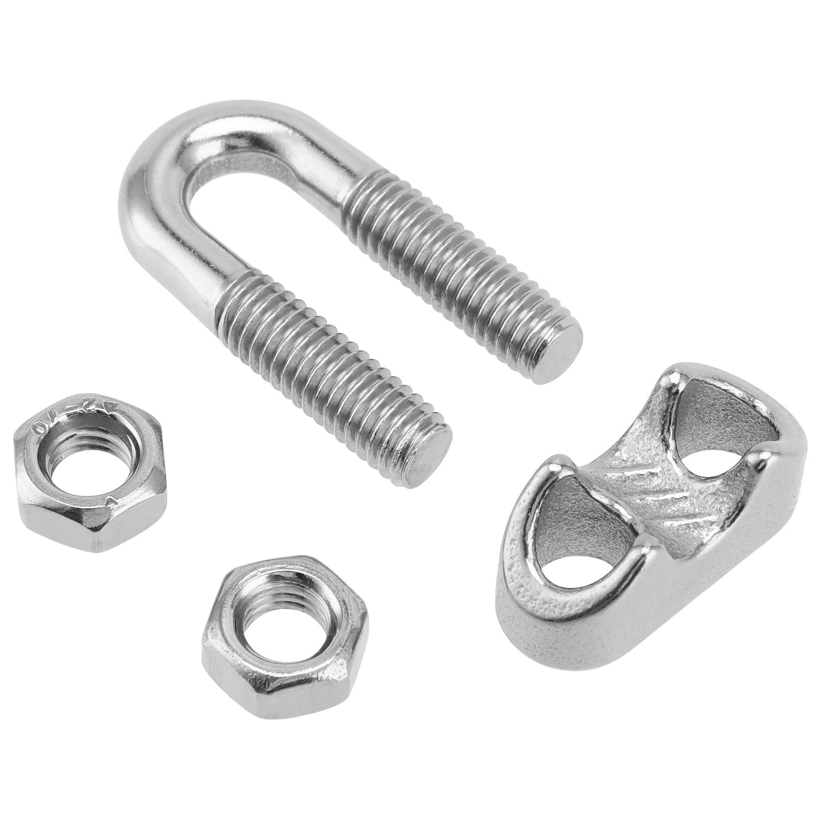 PINGEUI Confezione da 100 morsetti M6 per funi metalliche, clip per funi metalliche placcate argento, morsetti per cavi in acciaio al carbonio, con bullone a U, per cavi