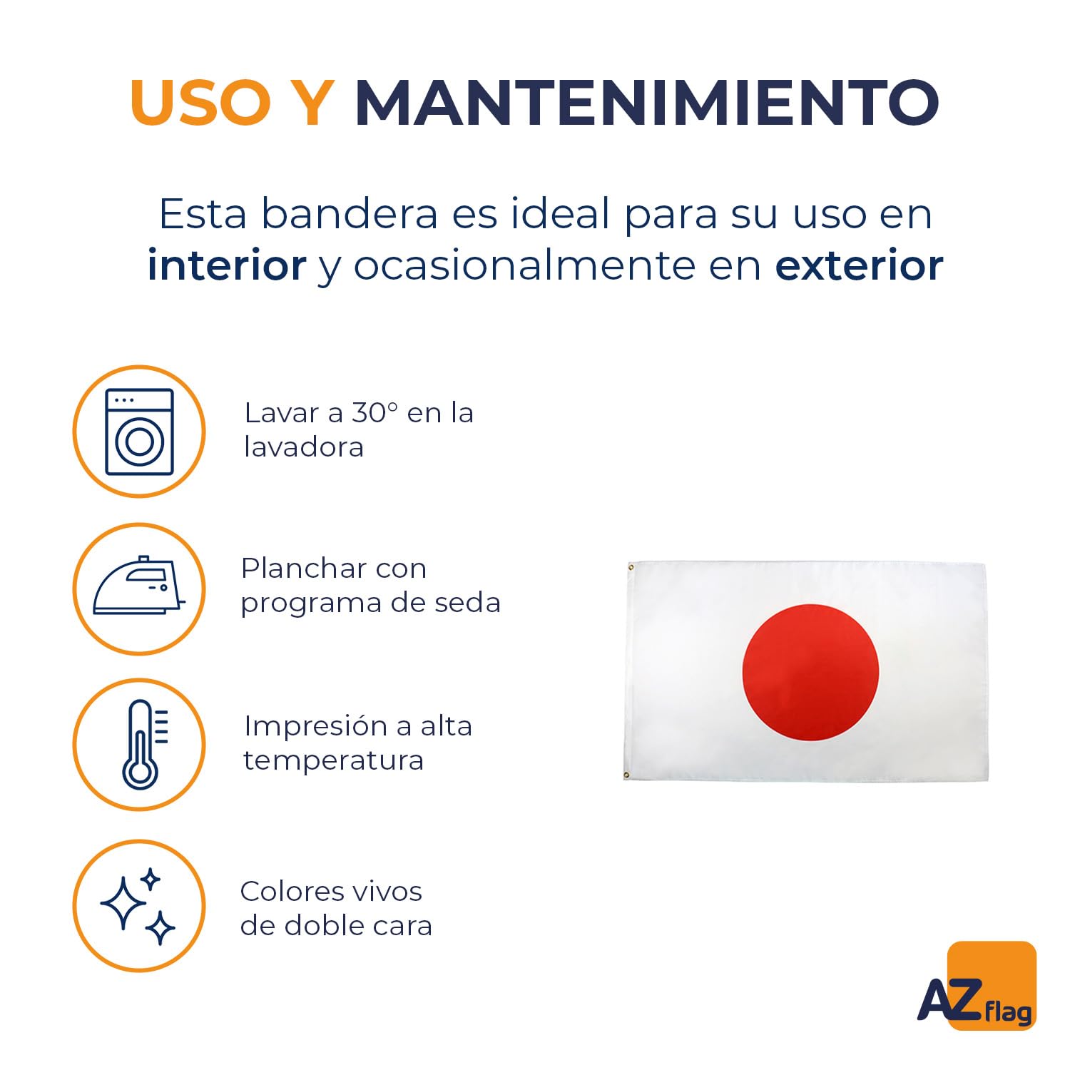 Bandera Japón 90x60 cm Poliéster Ojales Metal Colores Vivos Resistente Decoloración