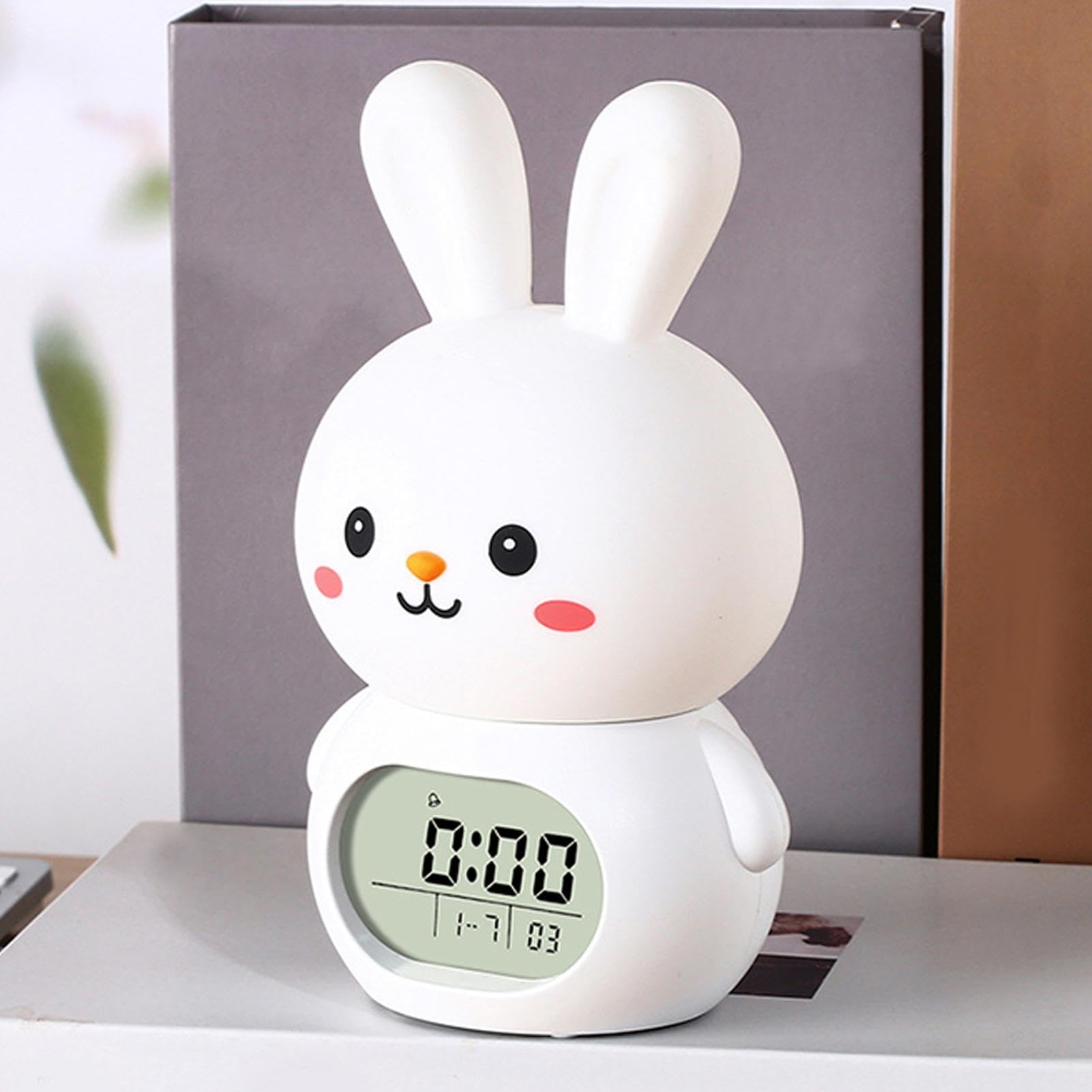 Veilleuse Lapin LED Réveil avec snooze luminosité réglable