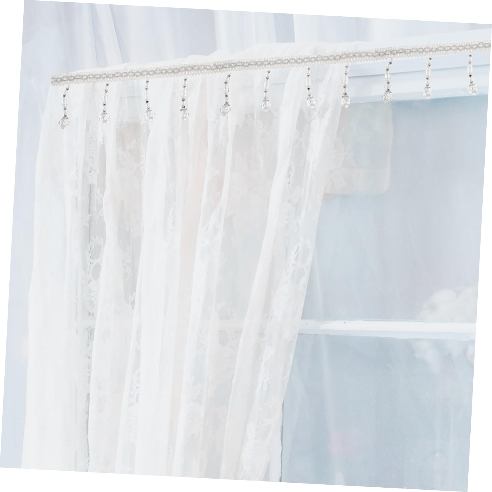 LIFKOME Bordure De Rideau à Franges Perlées Blanc 11,5 m Multifonction Diy Décoration Textile Maison Fête Artisanat