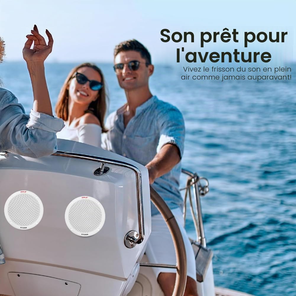 2 Haut-parleurs Nautiques Marins PLMR605W système 2 Voies de 200 Watts rms 400 Watts Max de 16,5 cm 165 mm 6,5" diamètre Blanc étanche Piscine Bateau hôtel, Paire
