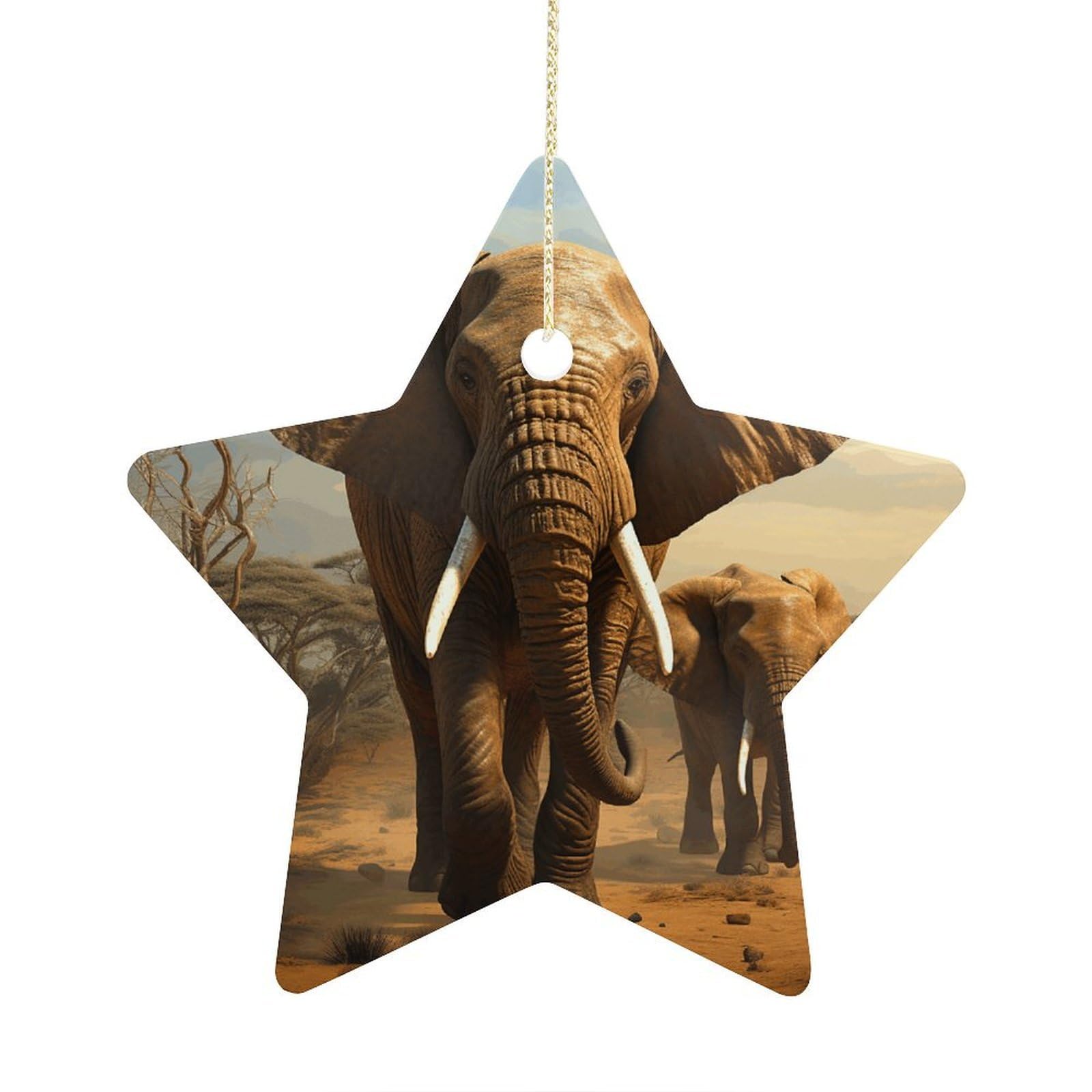 Elephant Animals Ornament with String, Keepsake Hanging Decorations,Ceramic Ornaments for Women Men Indoor Home Holiday Party Gifts