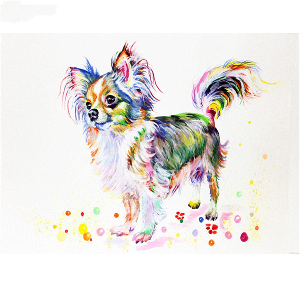 Kit Peinture Diamant 5D Chihuahua à Poil Long | Tableau DIY 40x50cm Avec Strass, Loisir Créatif Et Décoration