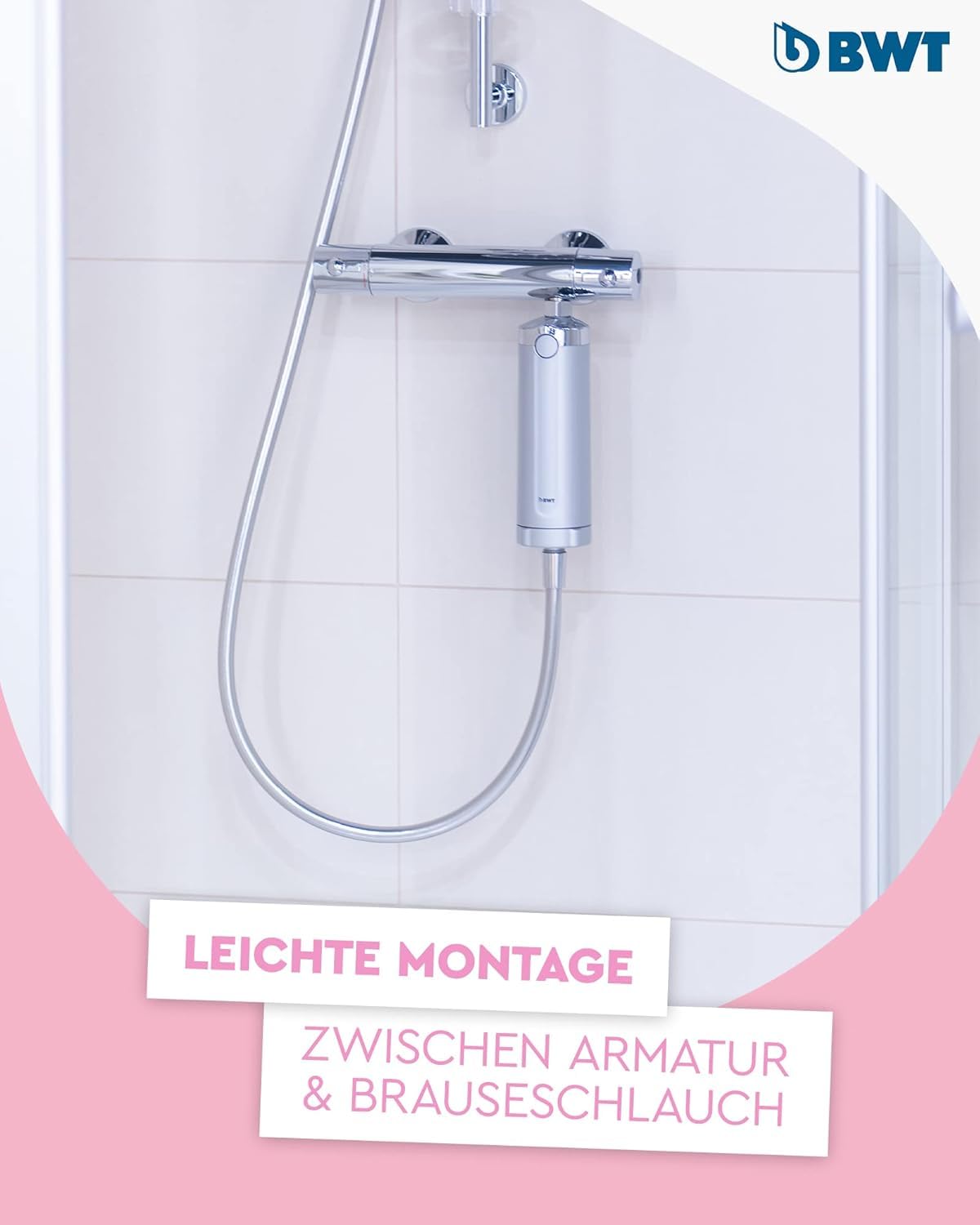 BWT Quick & Clean Duschfilter gegen Kalk & Chlor – Wasserfilter für Dusche | Weniger Kalkflecken & saubereres Bad | inkl. 1 Filterkartusche