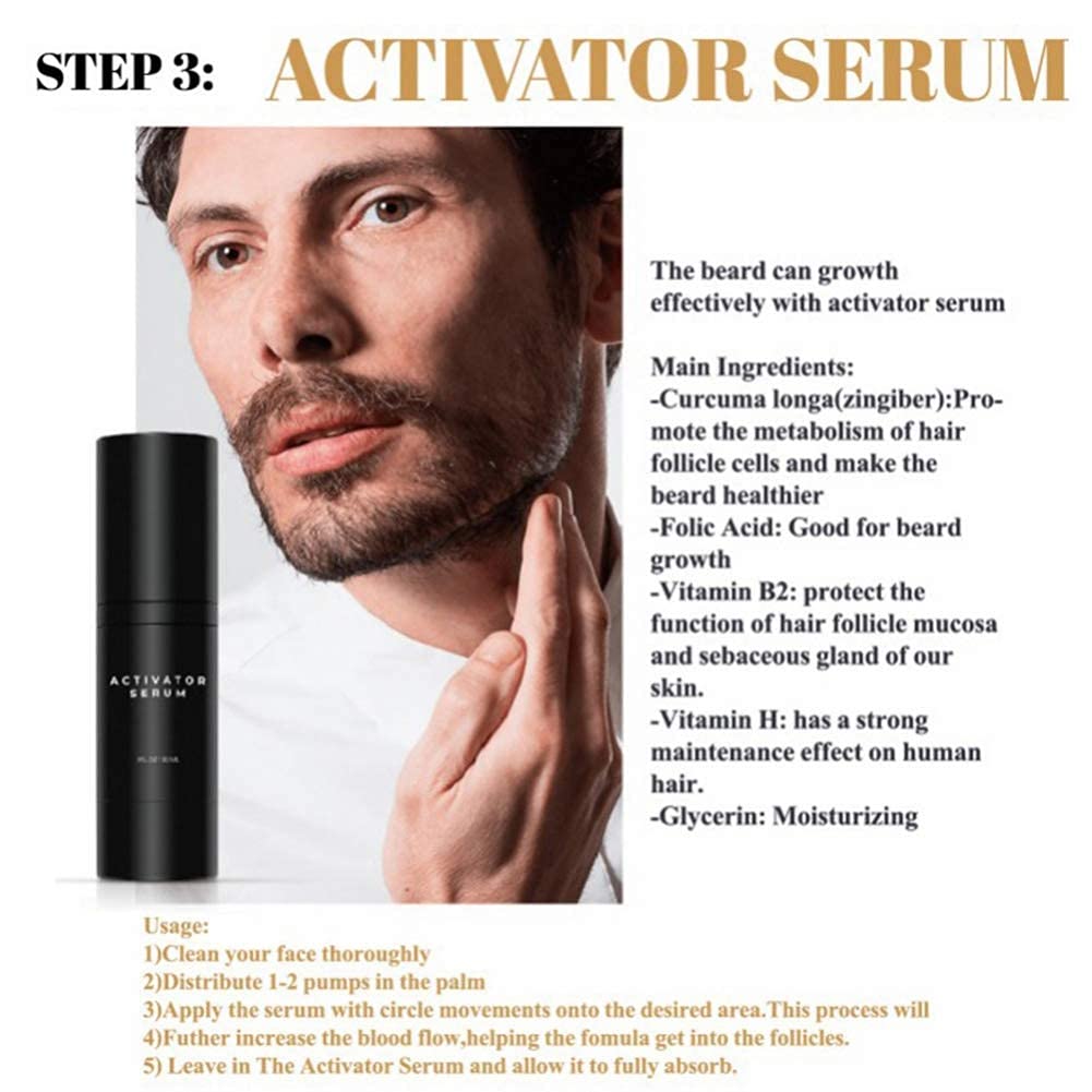 Jane Choi Kit De Croissance Barbe Sérum Huile Barbe Dermaroller Soin Barbe Hommes
