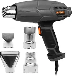 KSEIBI Pistola térmica de 12 Amps com temperatura dupla 398.9 °C C-593.3 °C com quatro bocais de decapagem/remoção de tinta, dobra de tubos, pistola de ar quente de PVC retrátil 2000W (KHG 20-55 B)