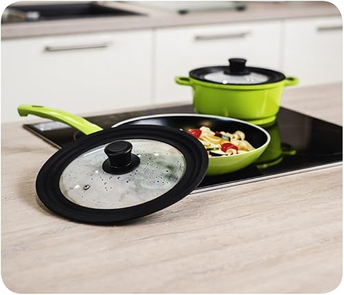 Miniatura 6 de Xavax Anillo de silicona con tapa universal para ollas y sartenes con 16187.9 in de diámetro, ventilación de vapor, diseño de borde graduado, apto