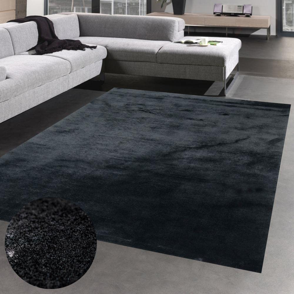CARPETIA Dywan Shaggy miękki dywan z wysokim runem można prać antypoślizgowy czarny rozmiar 120x170 cm