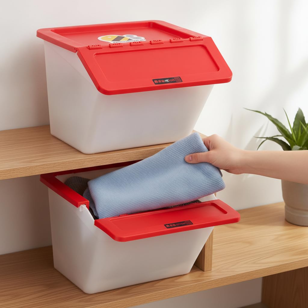 Caja Almacenamiento Tapa, 2 unidades, naranja