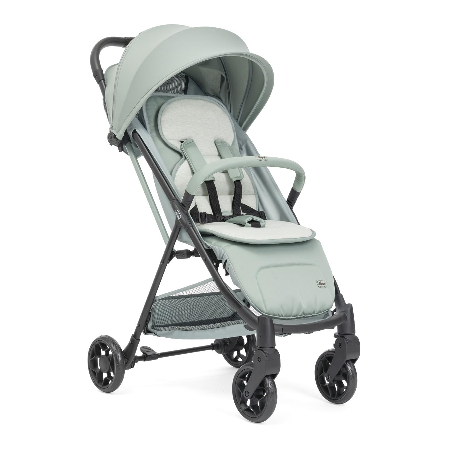 Chicco Poussette Canne Taormina, 0+ Mois - 22 Kg, Poussette Bebe Légere et Compacte, Confortable, Pliage d'une seule main, Capote Extensible avec Protection Contre la Pluie UV50+, Repose-​Jambes, Vert