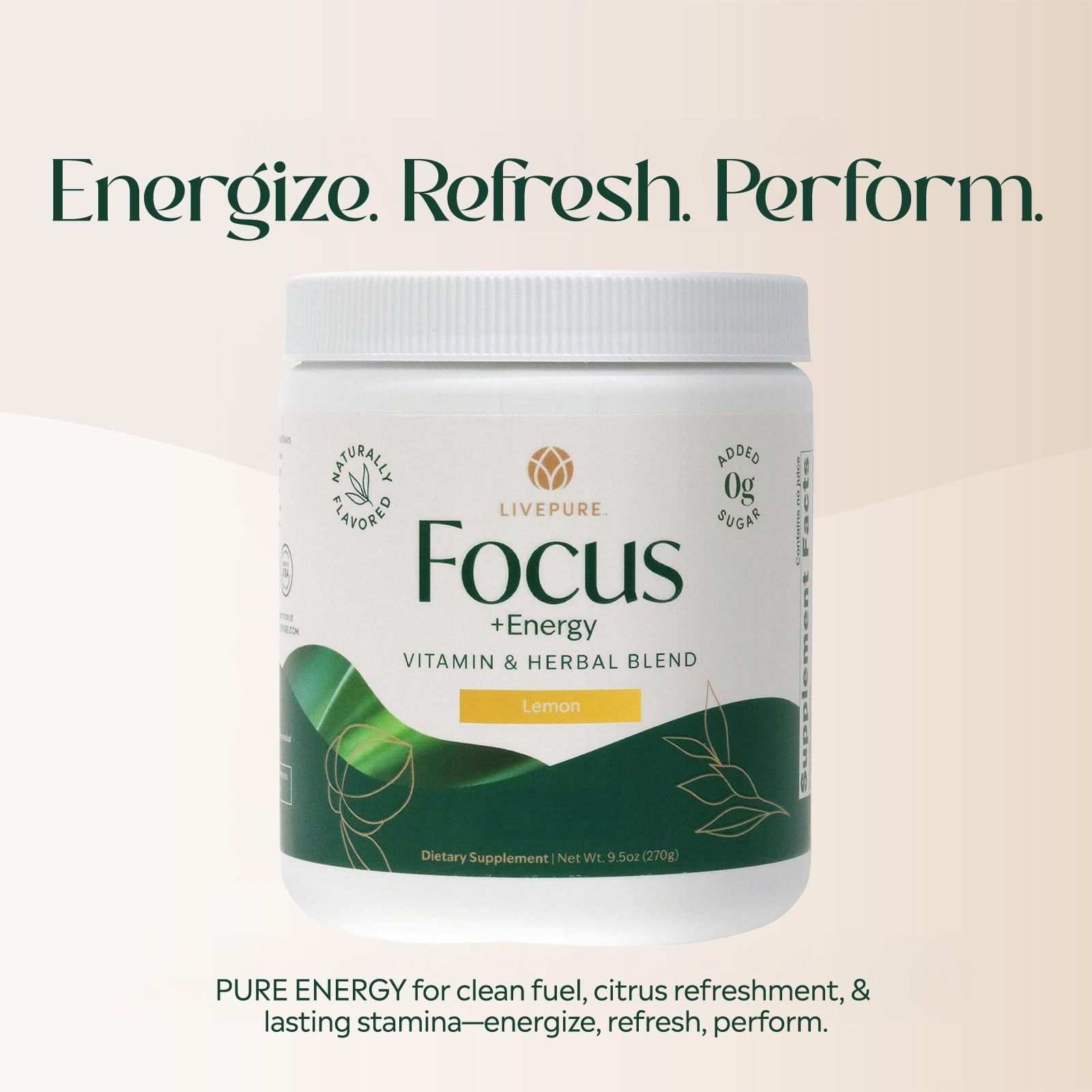 Amazon.com: PURE Focus + Energy Tub Drink Mix | Natural Caffeine
