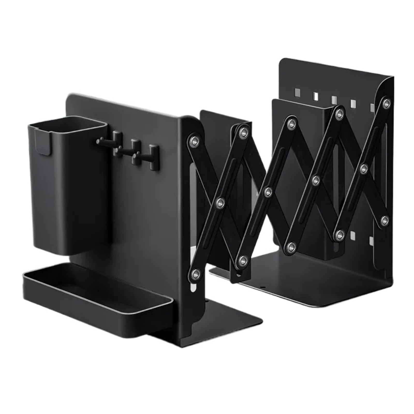 Verstellbarer Buchstütze, Buchstützen aus Metall, erweiterbare, verstellbare Buchaufbewahrung, Weiß Schwarz(Black)