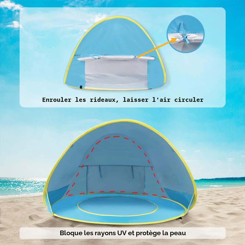 Glymnis Tente de plage pour bébé avec protection UV UPF 50+ Sun Shade Shelter pour bébé 0-3 ans