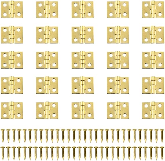 50 Cerniere Miniature In Ottone Per Modellismo - Con 200 Chiodini, Per Case Delle Bambole E DIY - Foto 10