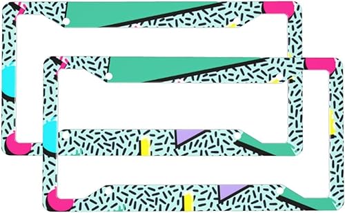 Retro Vintage 80s 90s Memphis - Juego de soportes para matrícula de 4 agujeros Piezas de automóvil de aluminio con kit de instalación de seguridad