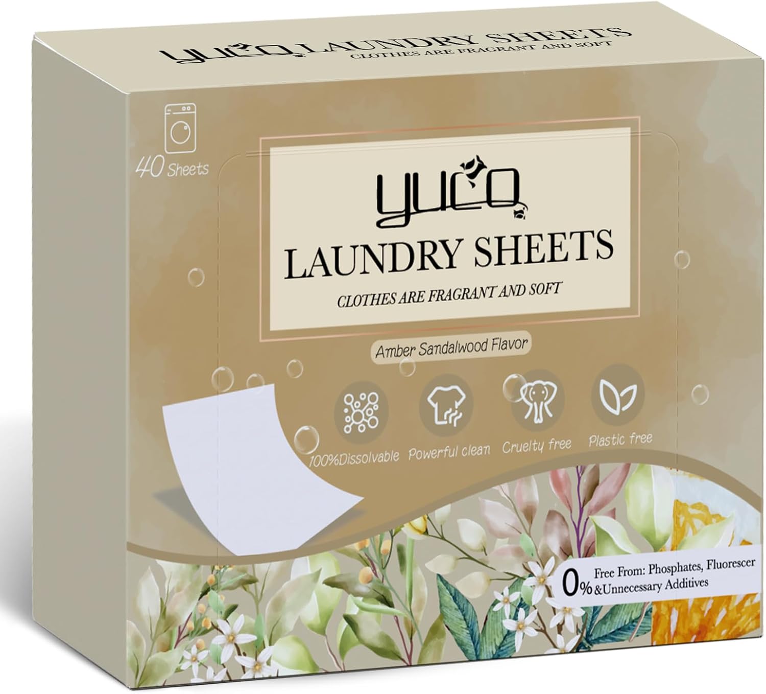 YUCO Laundry Detergent Sheets, Amber Sandalwood Scent 80 Loads (1 Pack) + Jasmine And Lily of the Valley Scent 80 Loads (1 Pack), Total 160 Loads, Total 2 Packs
