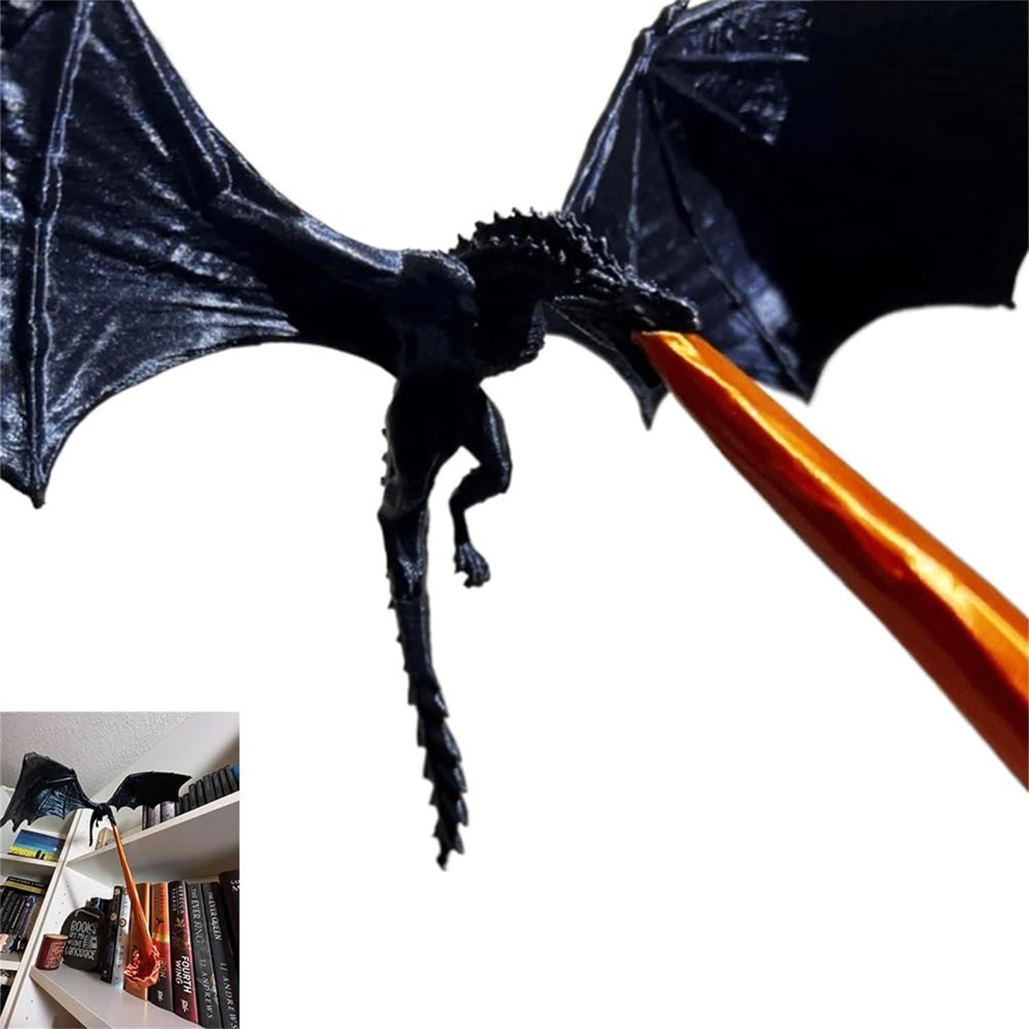 Rincón de libros de dragón, rincón de libros de llama de dragón, sujetalibros de dragón, decoración de dragón 3D, decoración de Halloween de dragón, estantería gótica, regalo de cumpleaños para