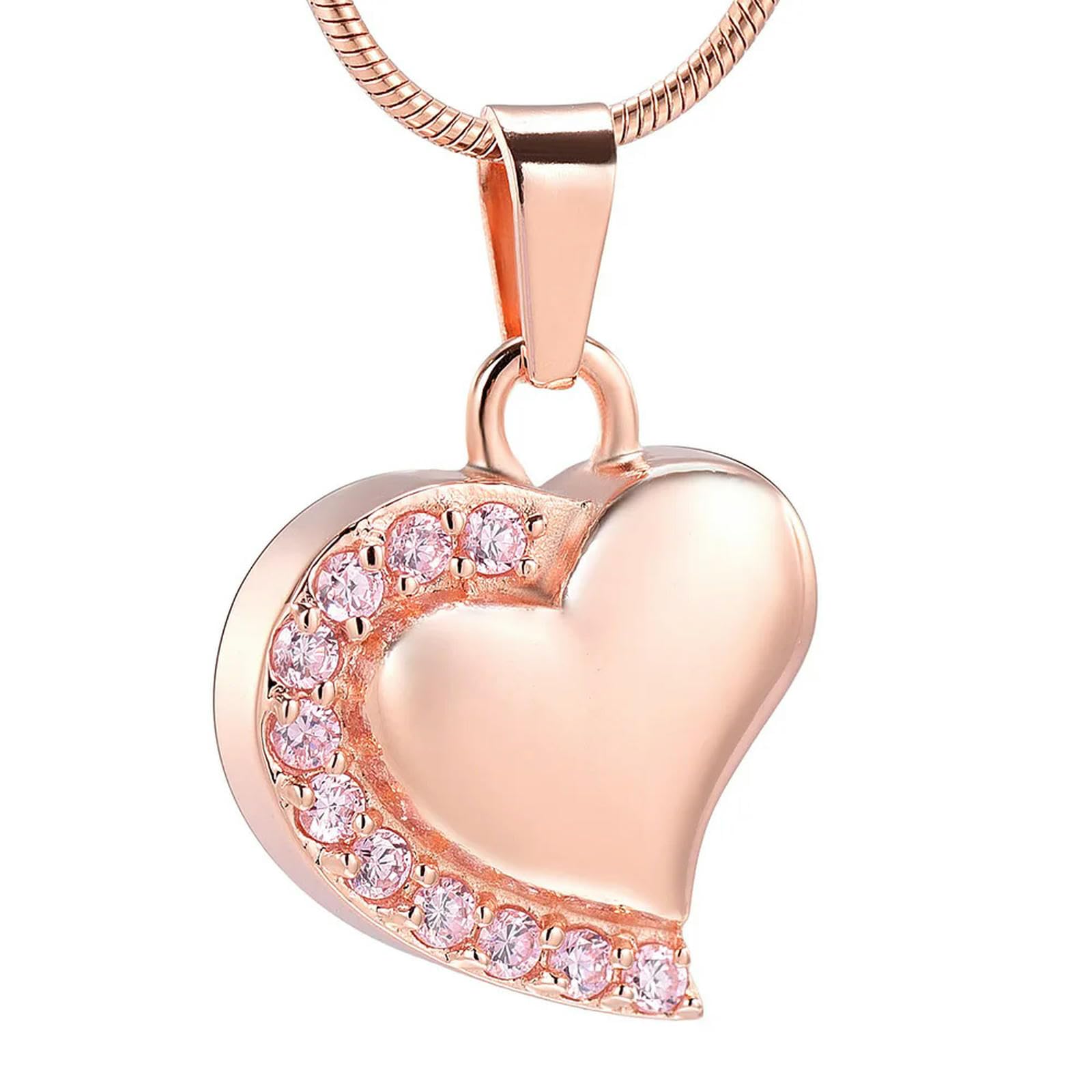 Collier urne funéraire cœur acier, bijou souvenir de crémation à porter au quotidien