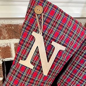 Marilee Home 18" Red Tartan Quilted Christmas Stocking with Personalized Letter Charm Marilee Home 18 Red Tartan Quilted Christmas Stocking with Personalized Letter Charm