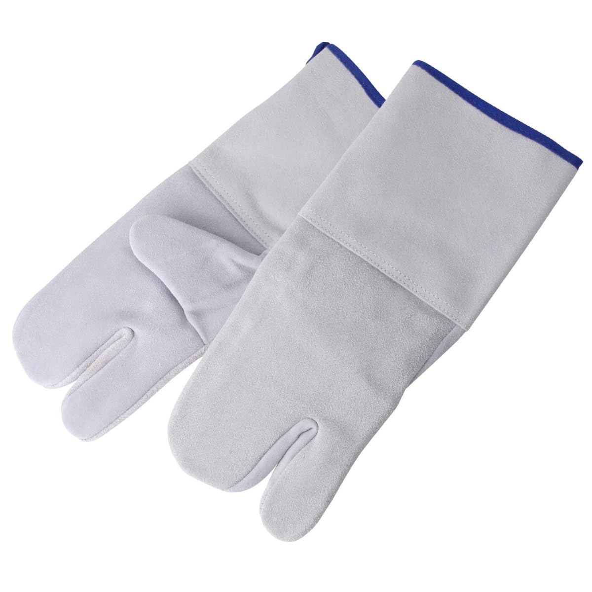 FMprofessional Koch-/Backhandschuhe, hochwertige Ofenhandschuhe aus hitzeresistentem Rindsleder, Topfhandschuhe zum Backen, Kochen und Grillen (Farbe: Grau), Menge: 2 Stück