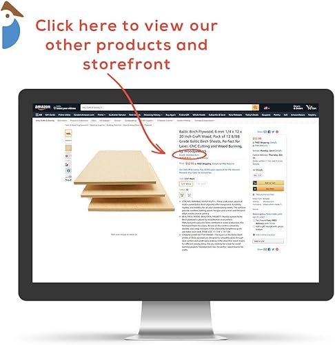 Miniatura 5 de Woodpeckers - Madera contrachapada de abedul báltico, 0.118in, 18 x 12 x 8 pulgadas, caja de 8 hojas de abedul báltico de grado BBB, perfecta para