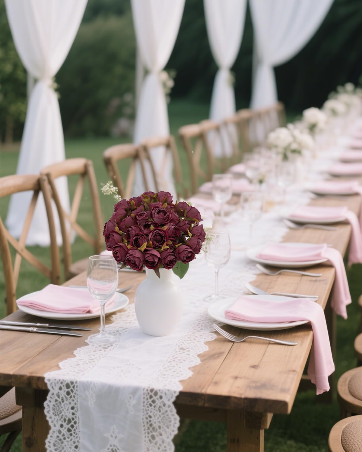 12 Stück Künstliche Vintage Rosen – Burgunder Seide Für Deko & Hochzeit