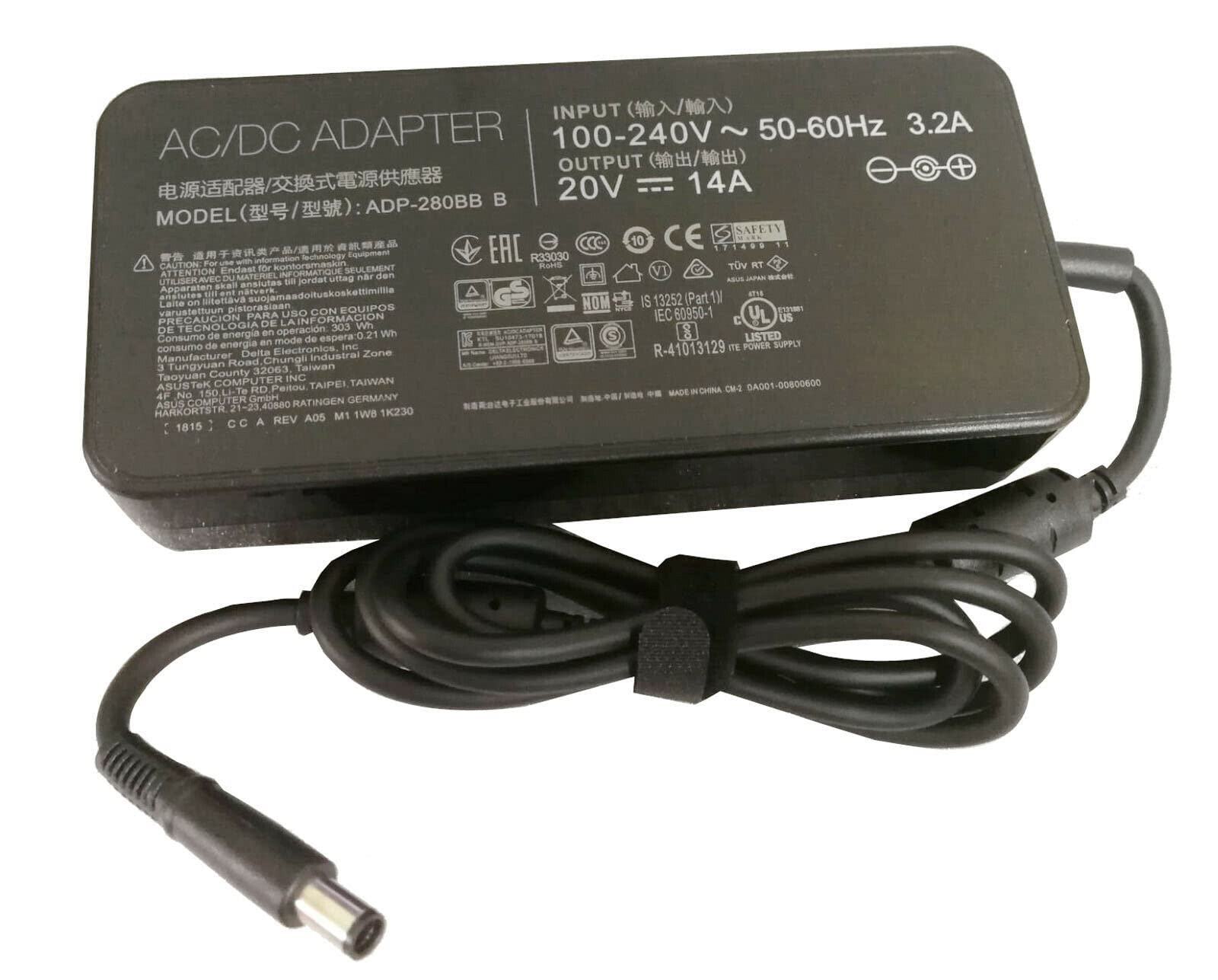 Netzadapter, 20 V, 14 A, 280 W, kompatibel mit Asus ROG Swift PG35VQ, Anzeige 7,4 mm