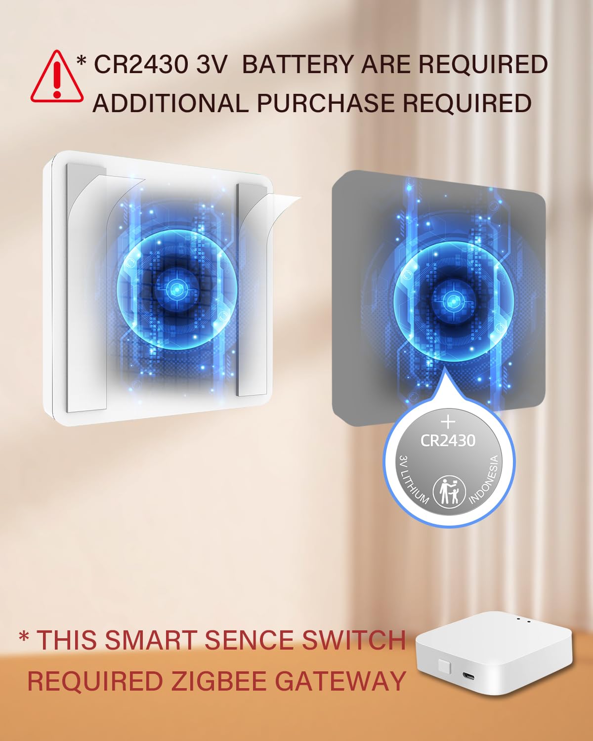 HIMOJO Wireless Scene Switch,Zigbee Smart Light Switch,Free installation Remote Control Switch,Zigbee Tuya Connection,4Way Sticky Panel, Smart Wall Switch, Wireless Button for Smart Home Devices