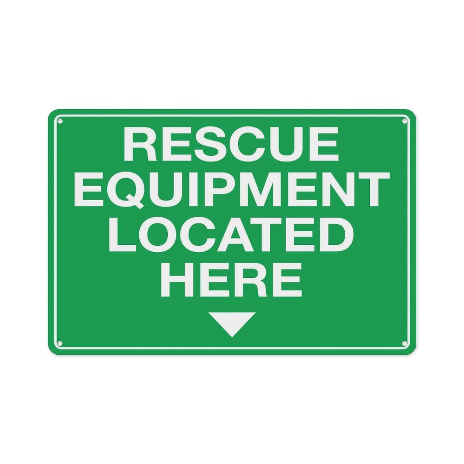 peiyeety Rescue Equipment Located Here Sign Aluminum Tin Warning Signs for Home Outdoor Garden 12X16 Inches