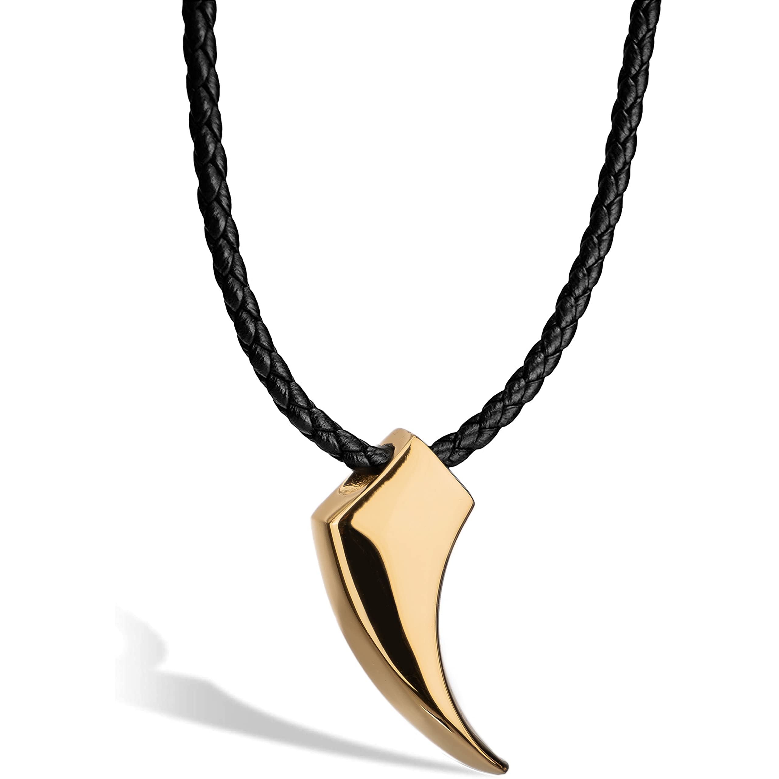 SERASAR Collier en Cuir Premium pour Hommes | Pendentif en Acier Inoxydable | Fermoir Sécurisé | Trois Couleurs | Boîte à Bijoux Inclus