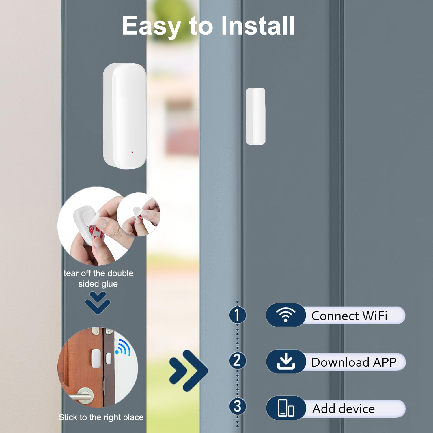 Smart WiFi Sensor für Türen und Fenster, Alarm für Türen und Fenster, Smart Tür- und Fensterkontaktsensor für die Heimsicherheit, kompatibel mit Alexa.4 Stück