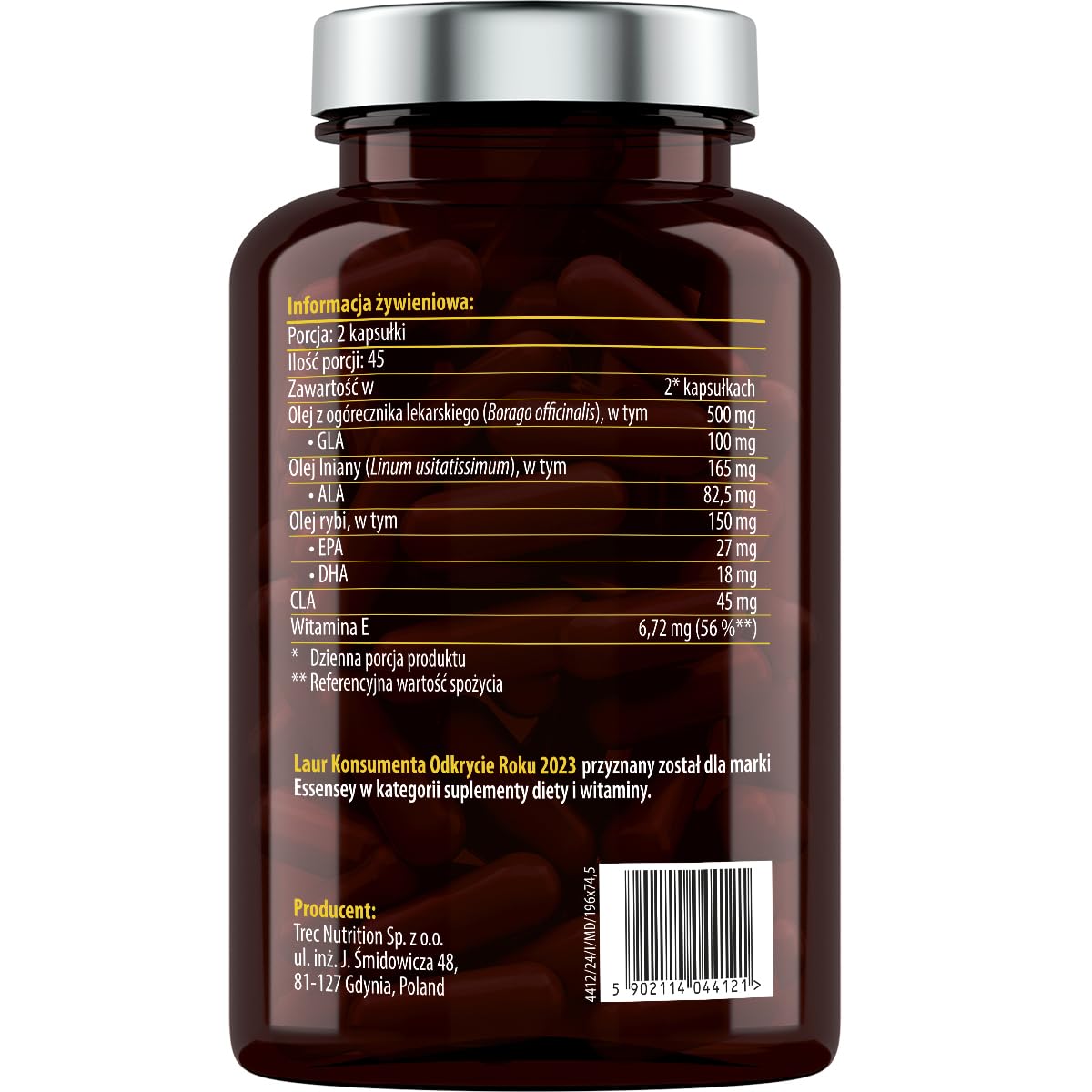 ESSENSEY - OMEGA 3-6-9 I 90 kapsułek I Kwasy tłuszczowe omega-3, -6 i -9 I Witamina E o działaniu antyoksydacyjnym¹ I EPA i DHA I Olej rybny