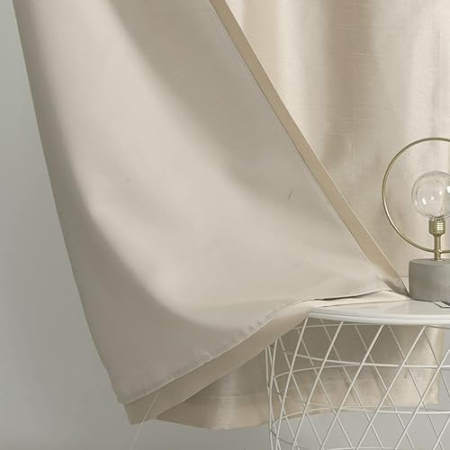 Miniatura 4 de GYROHOME Cortina opaca extra ancha para puerta corrediza de cristal, cortinas opacas de seda sintética (forro beige) cortinas de tratamiento de