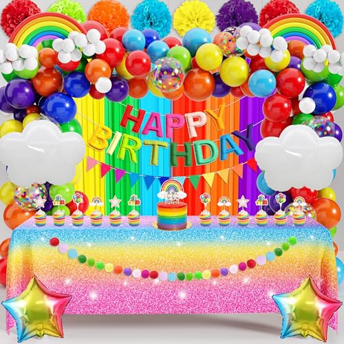 THAWAY Rainbow Birthday Decorations Colorful Party Kit for Boys Girls