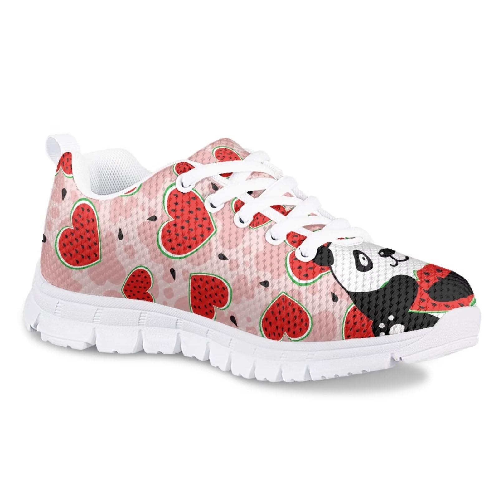 SYtrade Panda Pink Girls Lightweight Sneakers Watermelon Heart Kids Tennis Sports Shoes for Running/Walking (Toddler/Little Kid/Big Kid)
