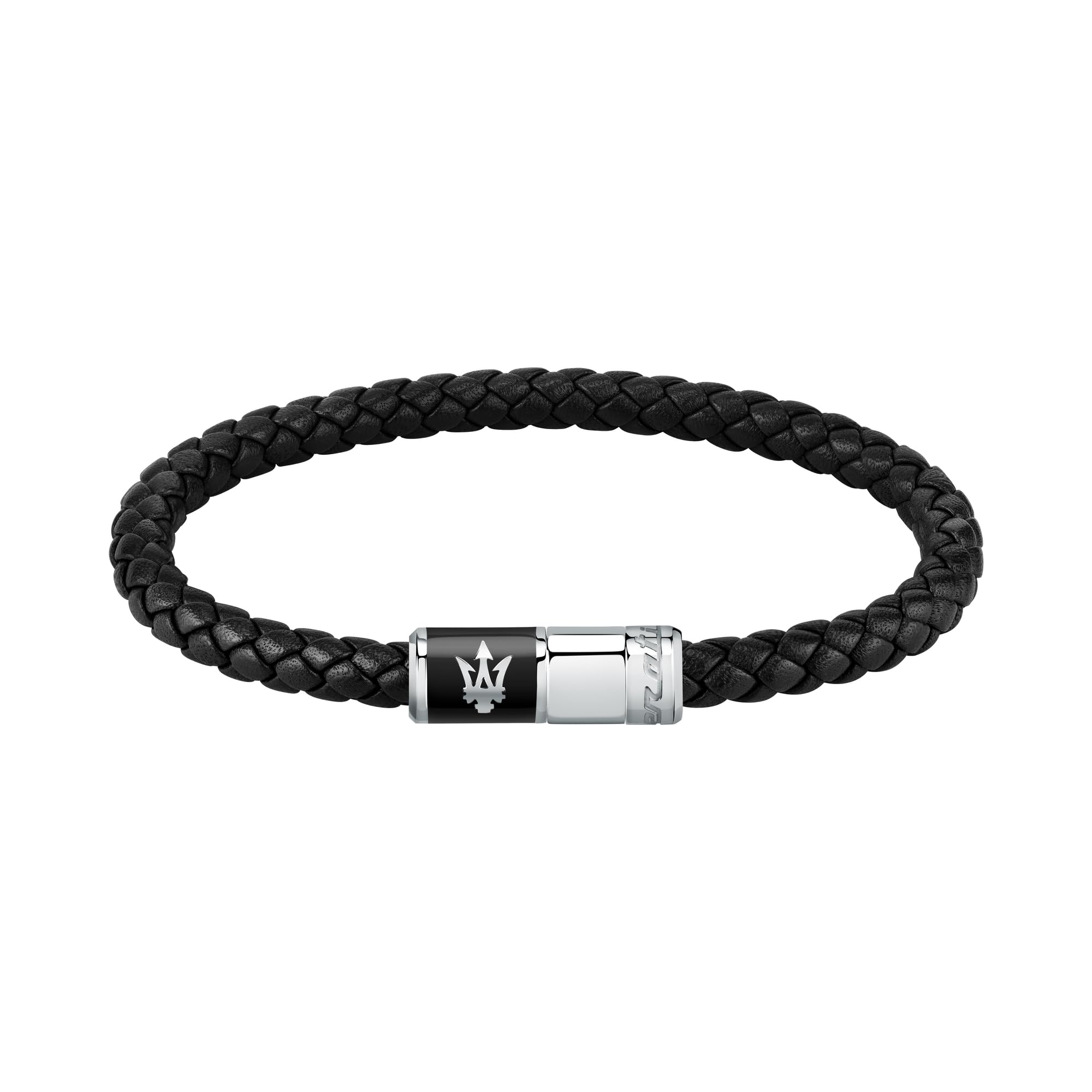 Maserati Jewels Bracciale Uomo in Acciaio, pelle riciclata, smalto - JM222AVE07
