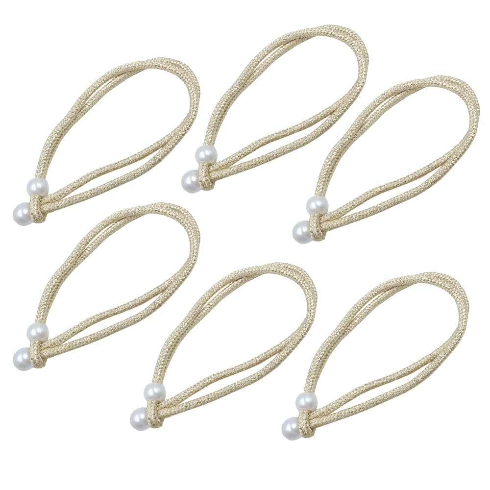 UMCHU 6 Pieces Braided Curtain Tie Rope Belt, Beaded Curtain Holdbacks 40cm, for Living Room Bedroom, Cafe (Champagne)