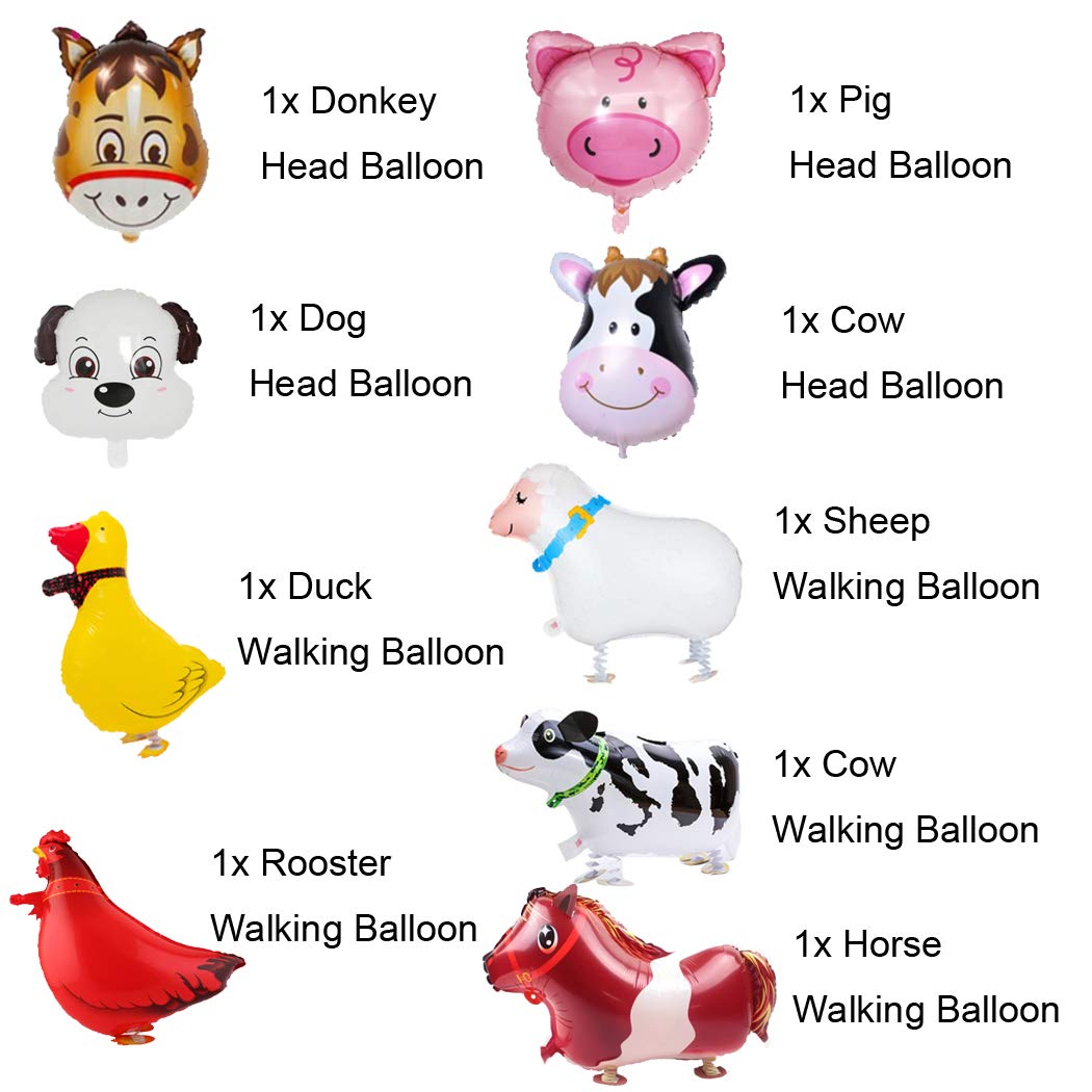 Farm Animal Party Decorations 67pcs Farm Walking Balloons Cupcake