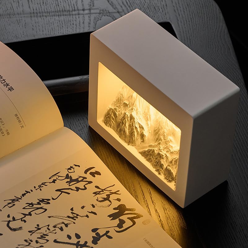 BYVUTE Natural Gypsum Fragrant Lamp, Decorative Mountain Store Lamp Bedside Table Lights Bedroom Home Decor USB Rechargeable Unique Home Decor Gifts