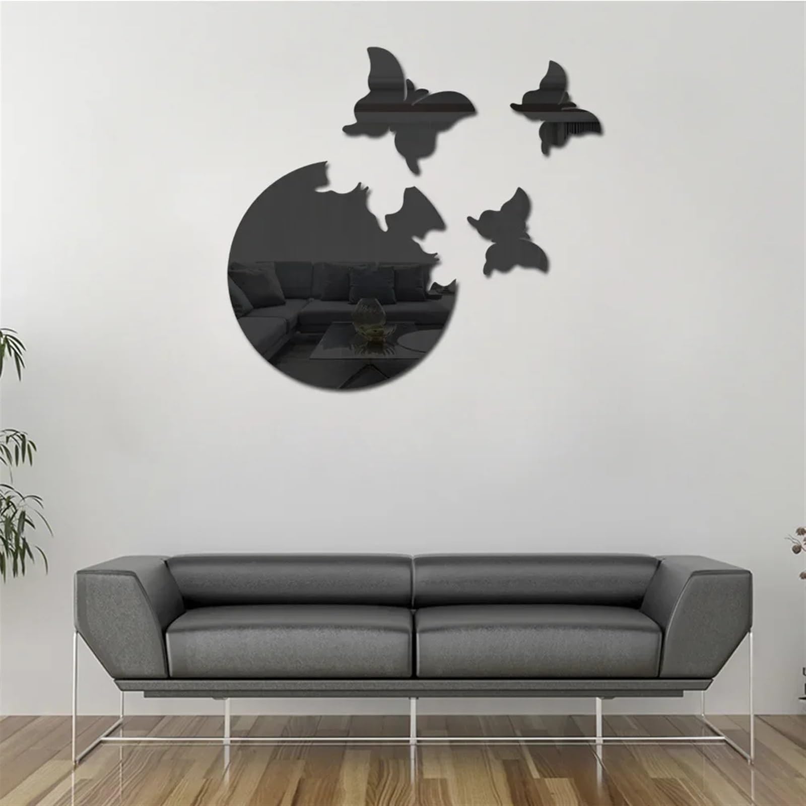 12 adesivi murali a specchio farfalla volante camera da letto decorazione della casa a autoadesivi arredamento Per Casa(Black)