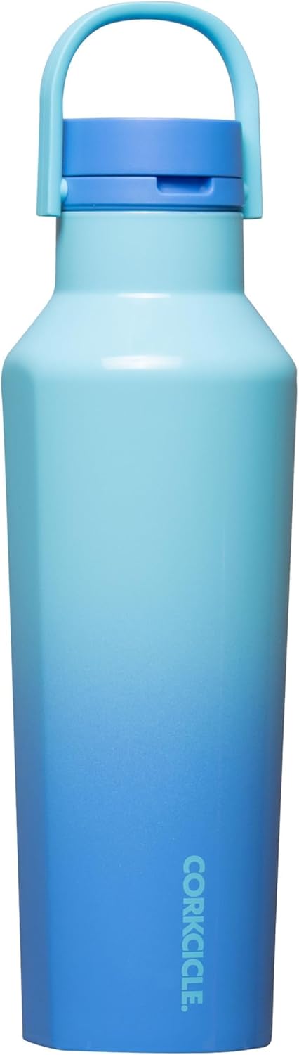 Corkcicle Sport Canteen - Keeps Drinks Cold 25 Hours - Stainless Steel Water Bottle - Triple-Insulated - Spill-Proof - Summer Drinkware Gift - Keeps Drinks Ice Cold - 20 oz - Boom Box Blue