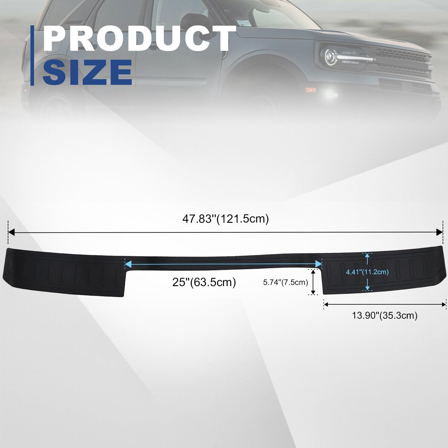 Rear Bumper Protector Door Guard Trim Pad Mat Cover Compatible with Ford Bronco Sport 2021 2022 2023 2024 Car Exterior Accessories (Black)