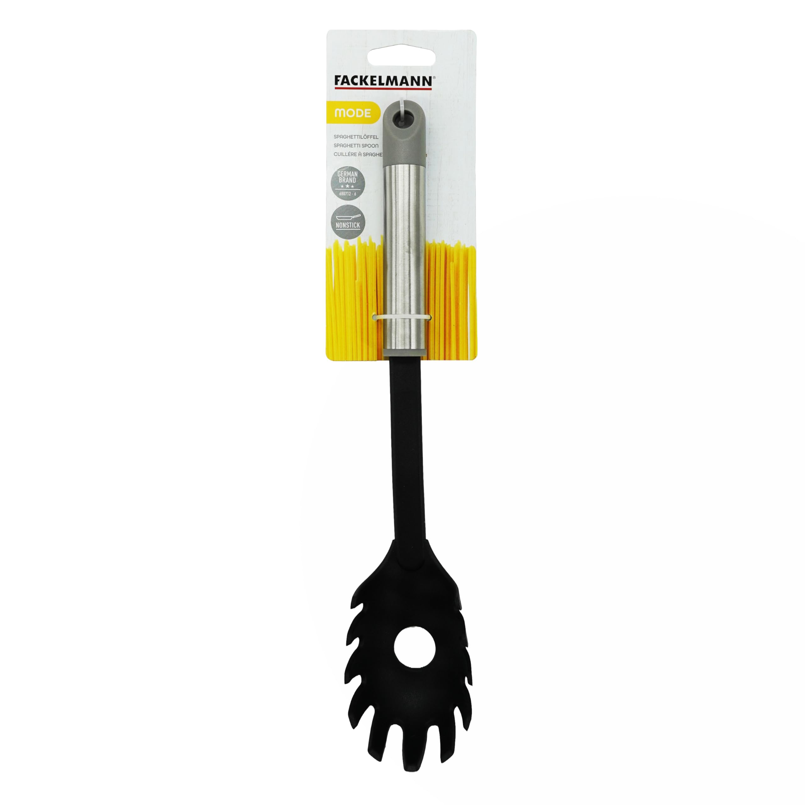 Fackelmann MODE Spaghetti Spoon, Non-Stick Anti-Scratch Plastic Server, Pronged Pasta Fork with Portion Measure - Image 2