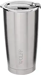 WOLFF - Copo Térmico de Aço Inox Parede Dupla Com Tampa 600ml Prata - Para Viagem - Mantém a Bebida na Temperatura Ideal